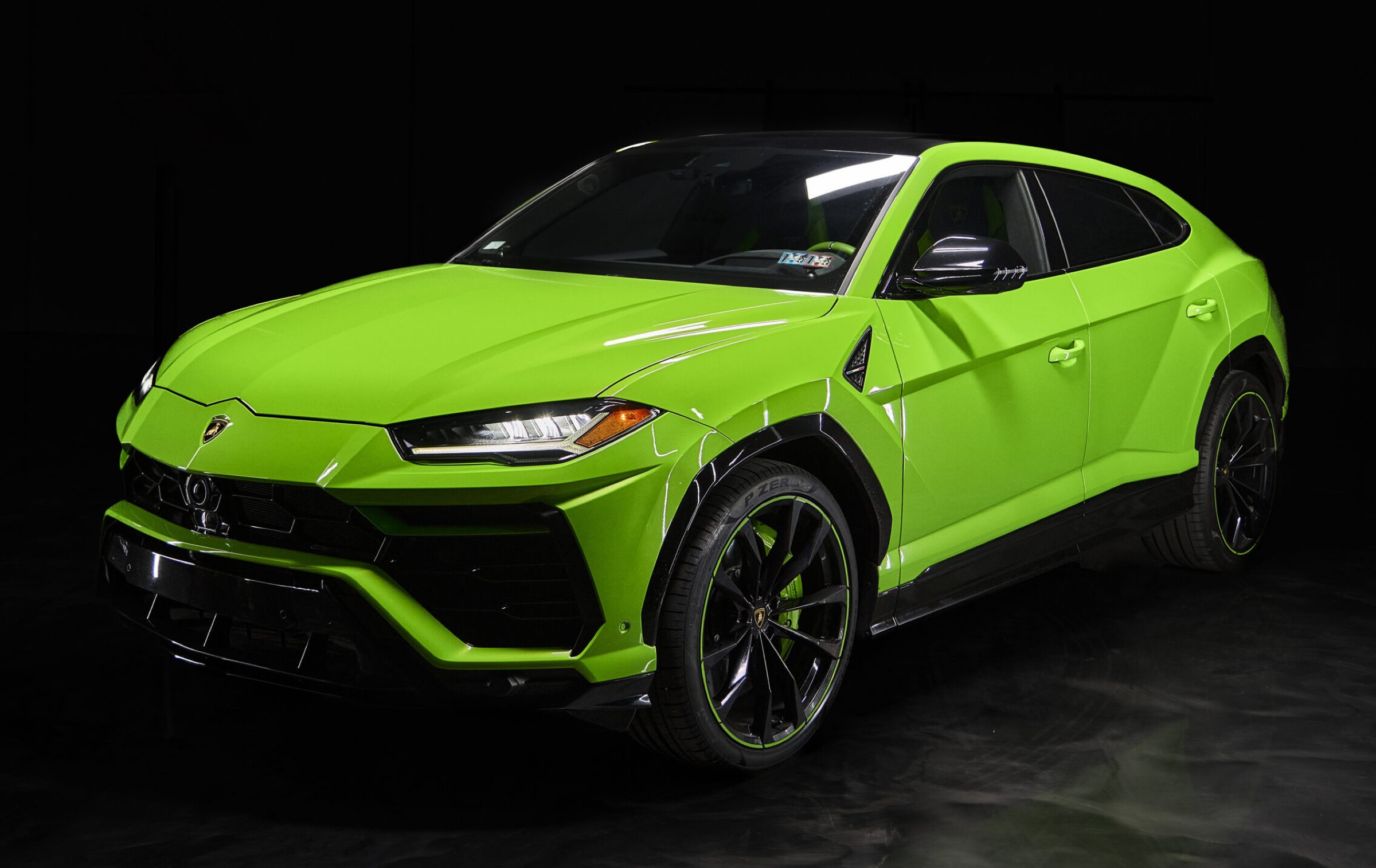 Lime Green Lamborghini Urus rental in Miami