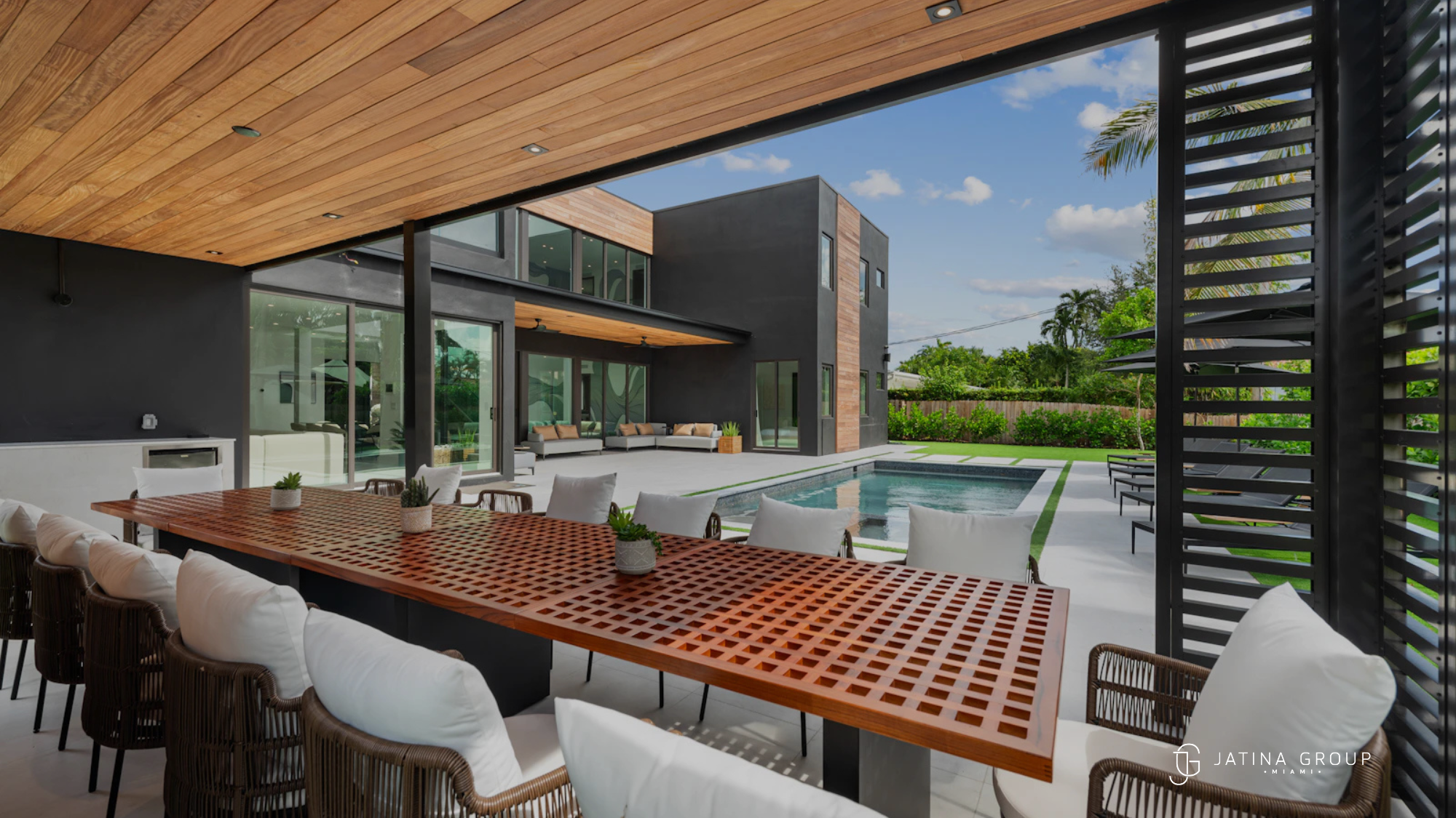 Luxury Villa Pool Group Trip Miami Outdoor Dining