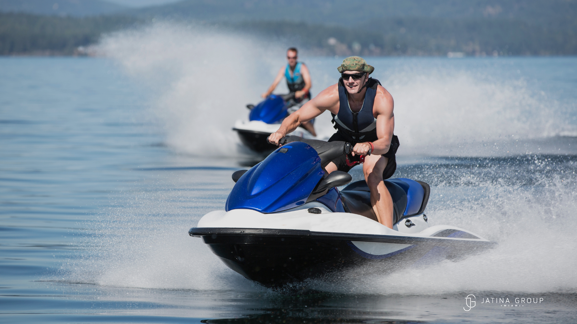 Jet Skiing Biscayne Bay Miami Skyline
