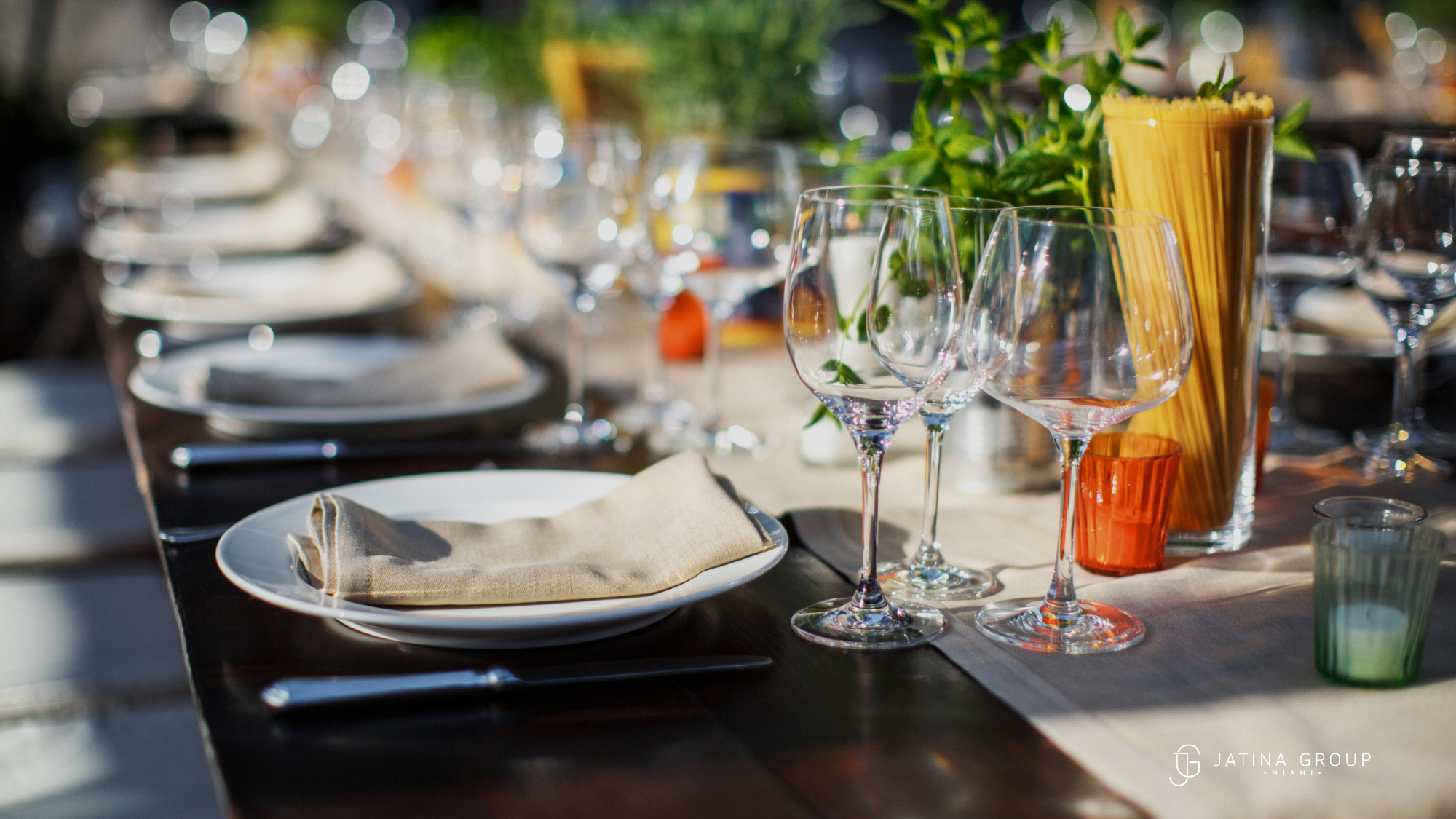 Private Wine Dinner Miami Place Setting Glasses Detail
