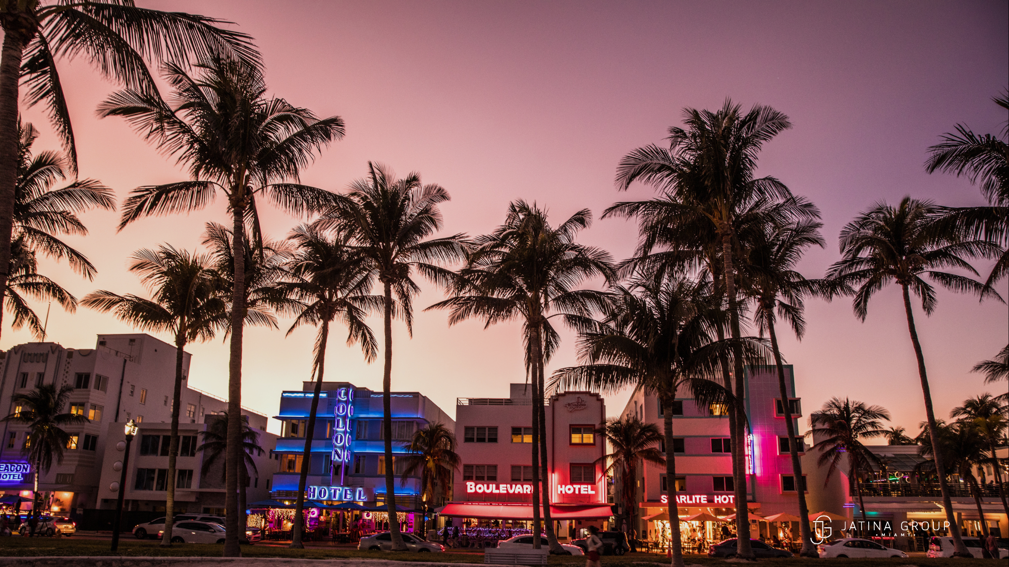 South Beach Boardwalk Ocean Drive Sunset Neon Dining