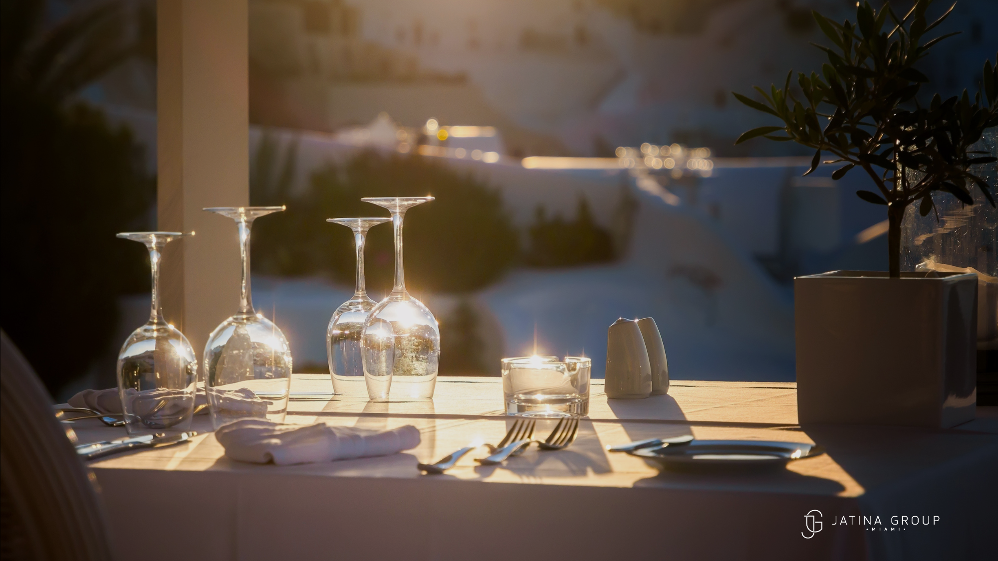 Private Wine Dinner Miami Villa Terrace Sunset Table