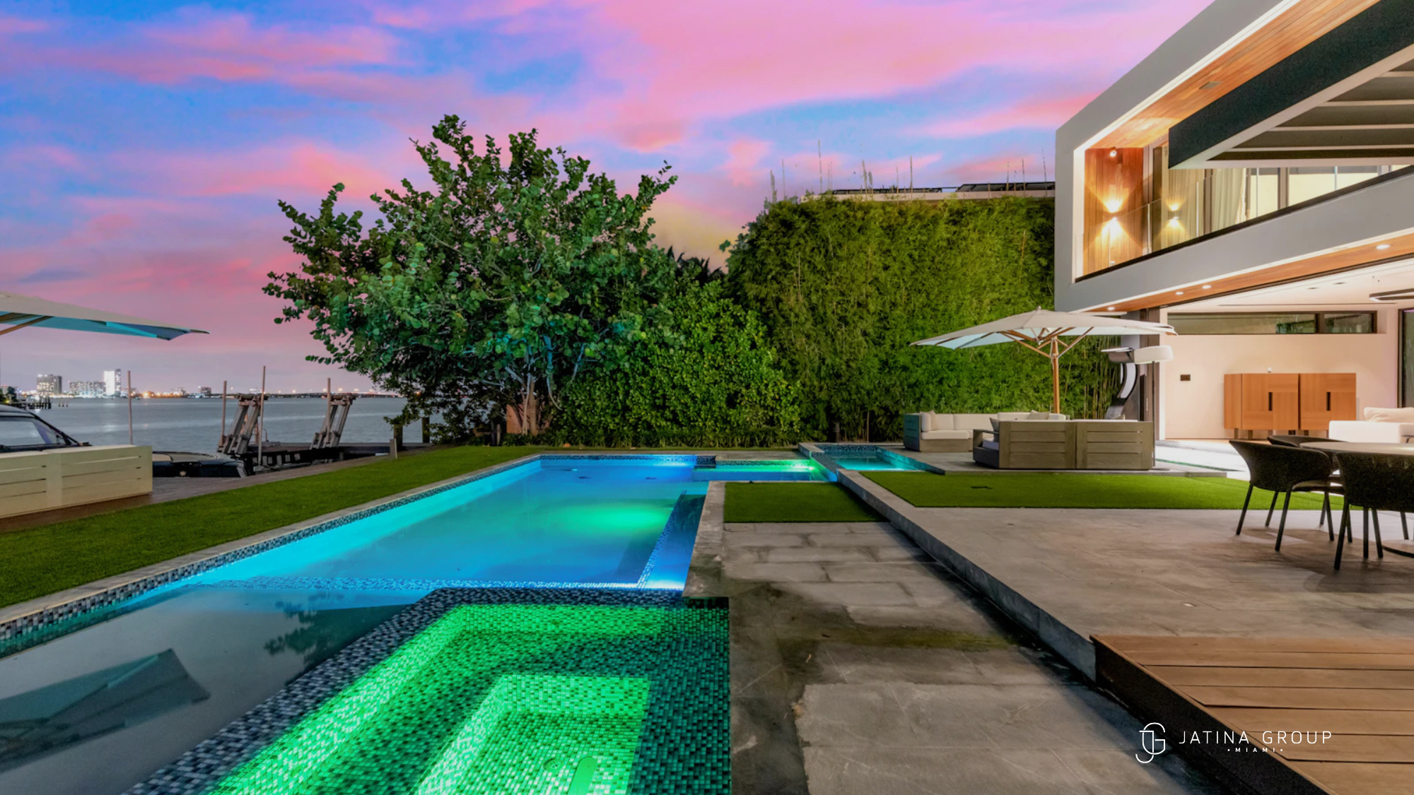 Villa Beachfront Night Lights